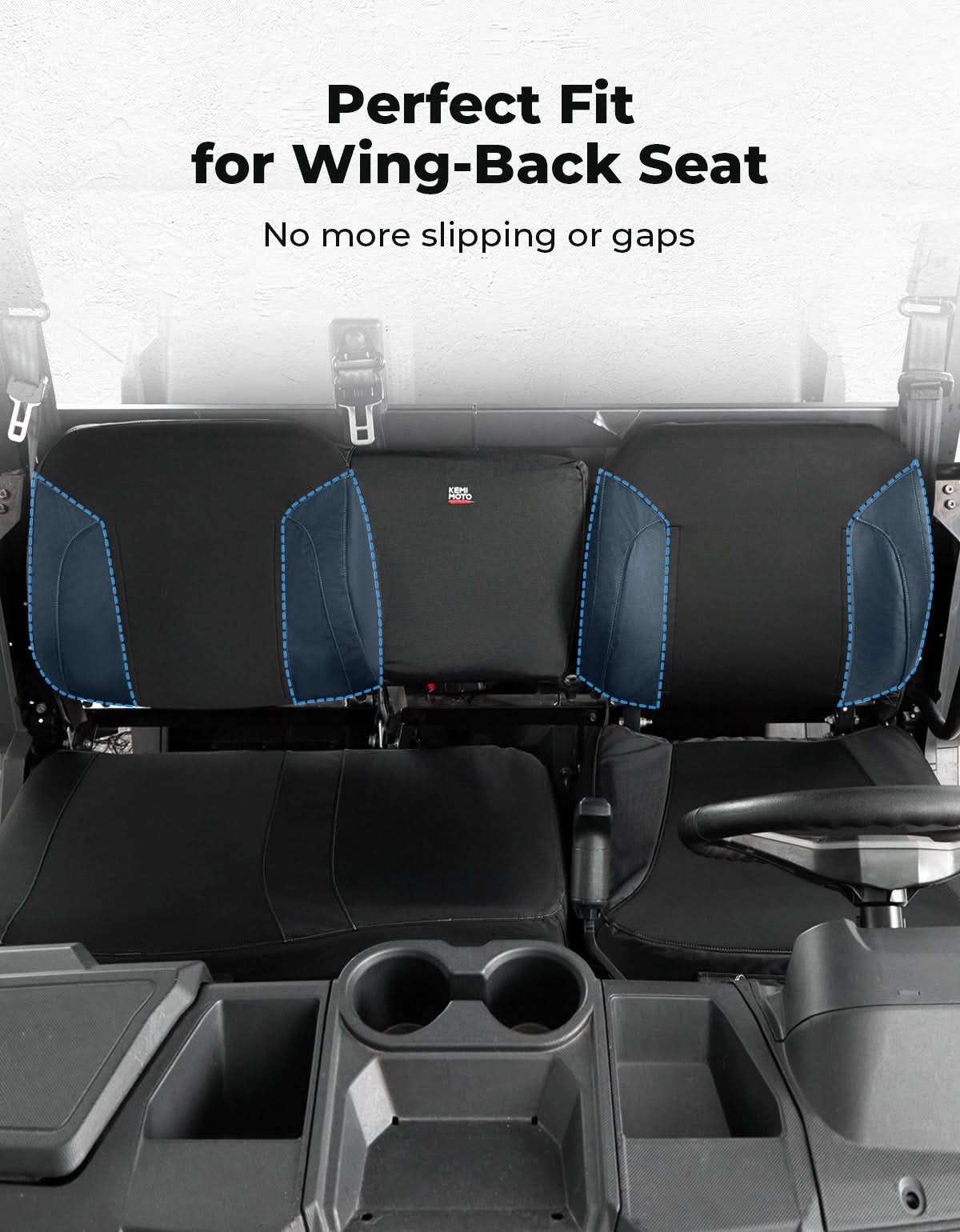 UTV Seat Cover Set with Wingback for Polaris Ranger XP 1000 2022-2025 - Kemimoto