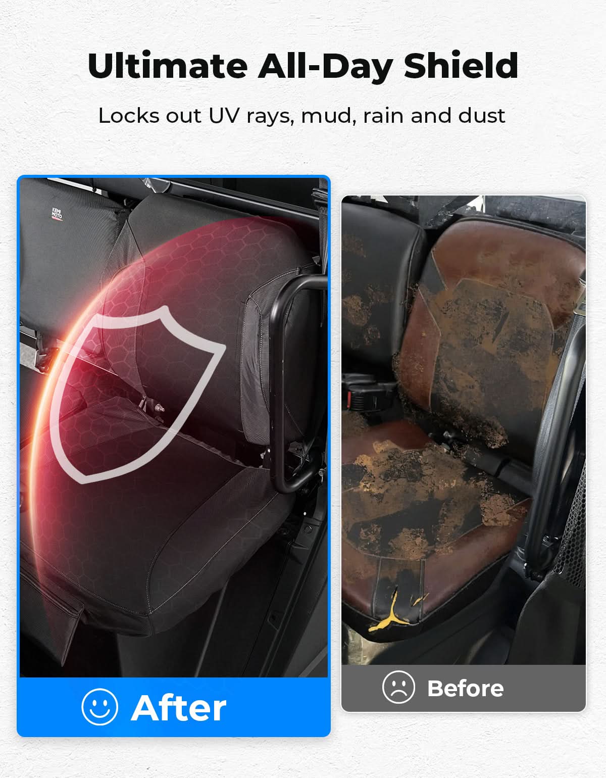 UTV Seat Cover Set with Wingback for Polaris Ranger XP 1000 2022-2025 - Kemimoto