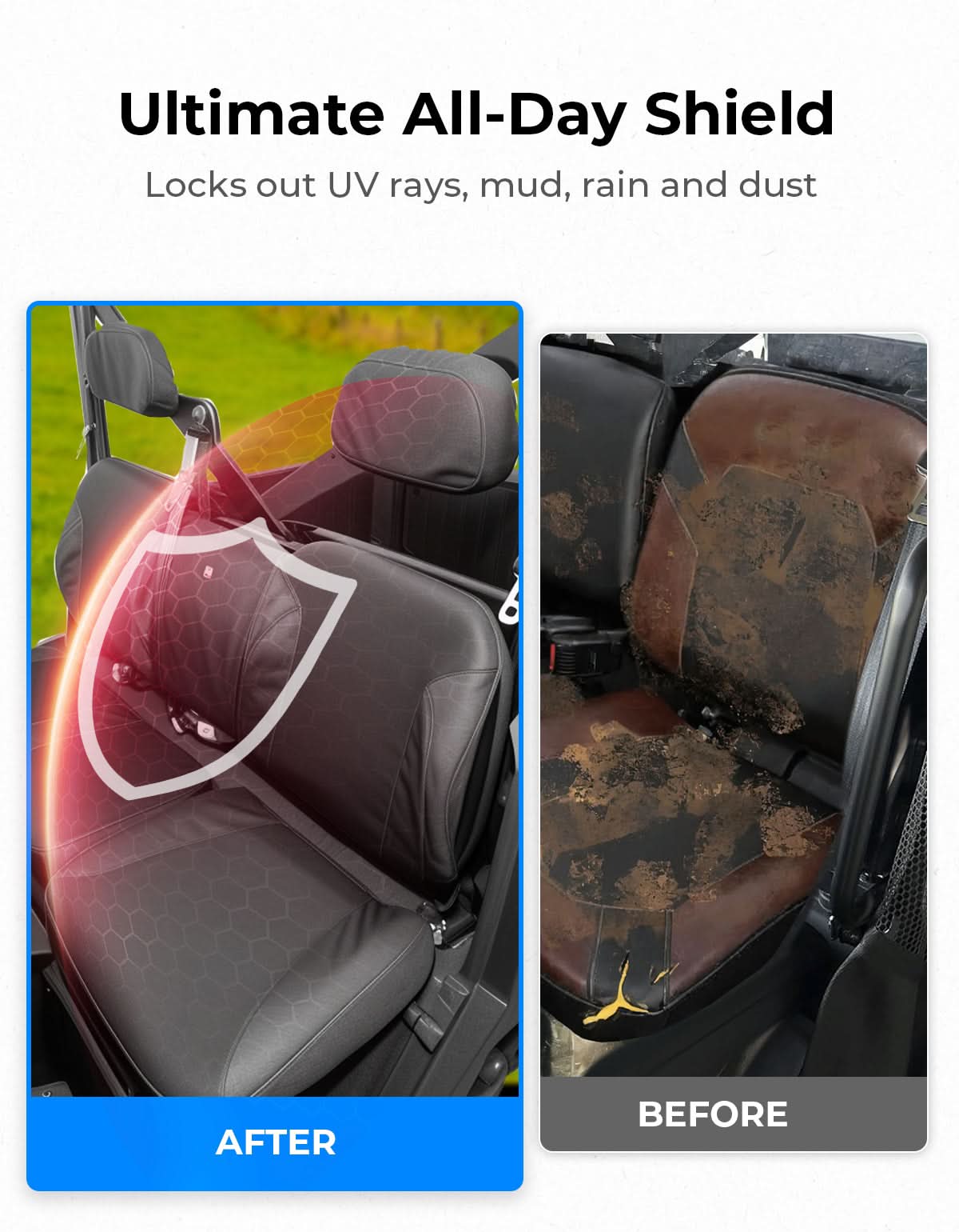 UTV Wingback Seat Cover Set for Polaris Ranger Crew XP 1000 - Kemimoto