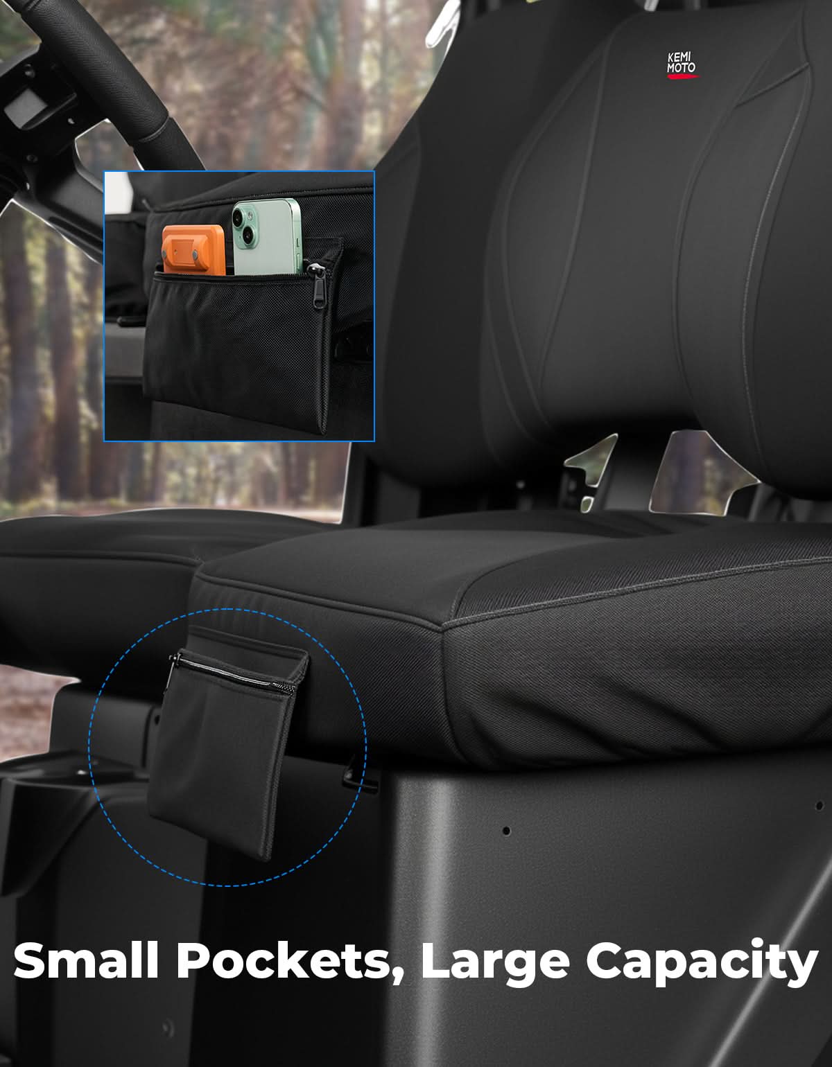 UTV Wingback Seat Cover Set for Polaris Ranger Crew XP 1000 - Kemimoto