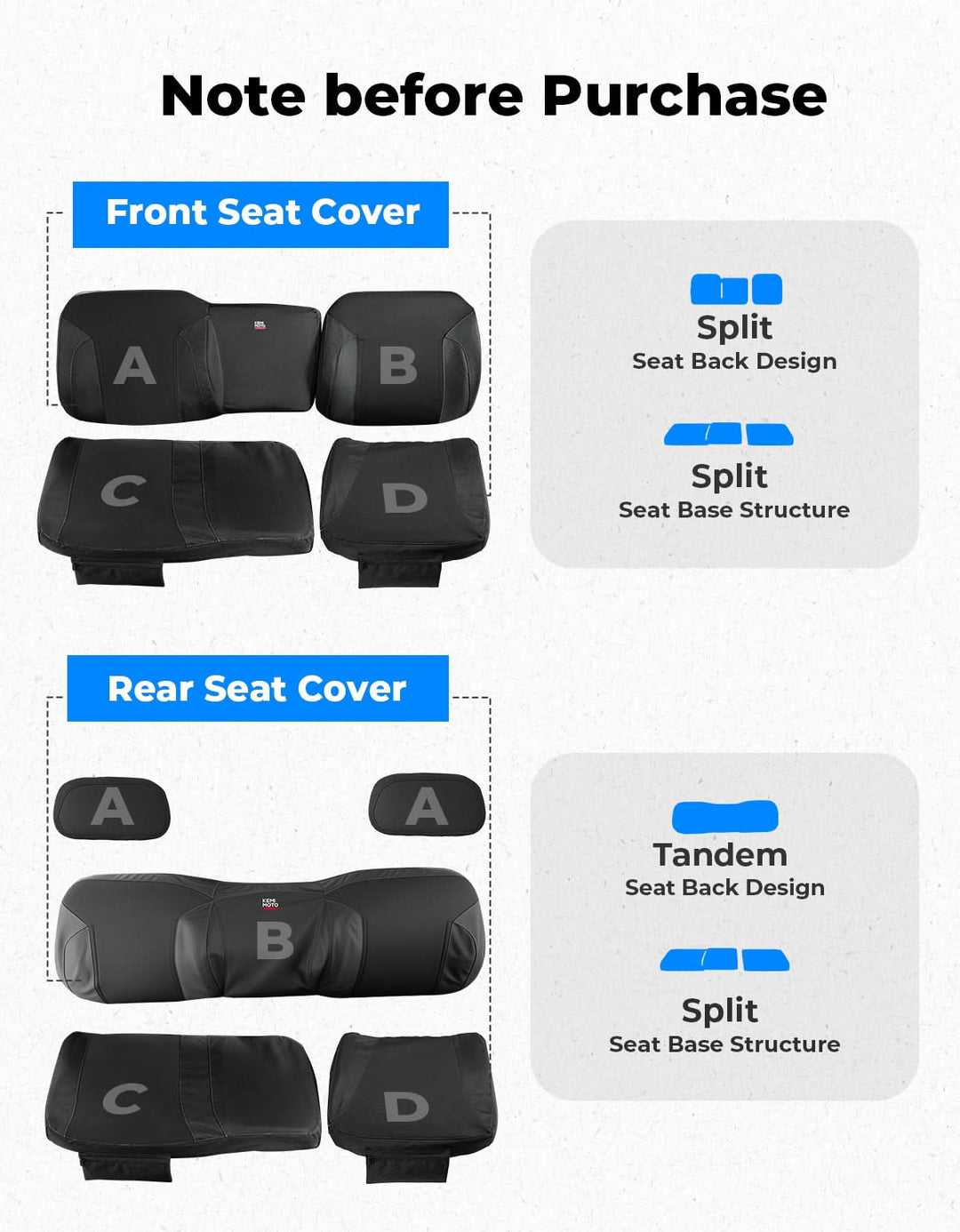 UTV Wingback Seat Cover Set for Polaris Ranger Crew XP 1000