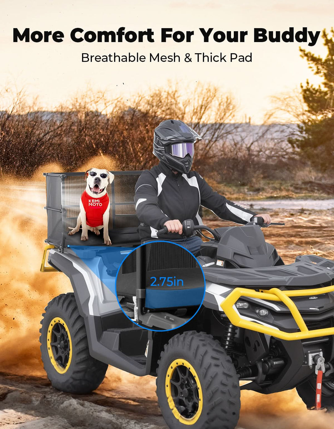 ATV Dog Carrier Seat with Safety Steel Frame for Can-Am Sportsman, Honda, Kawasaki