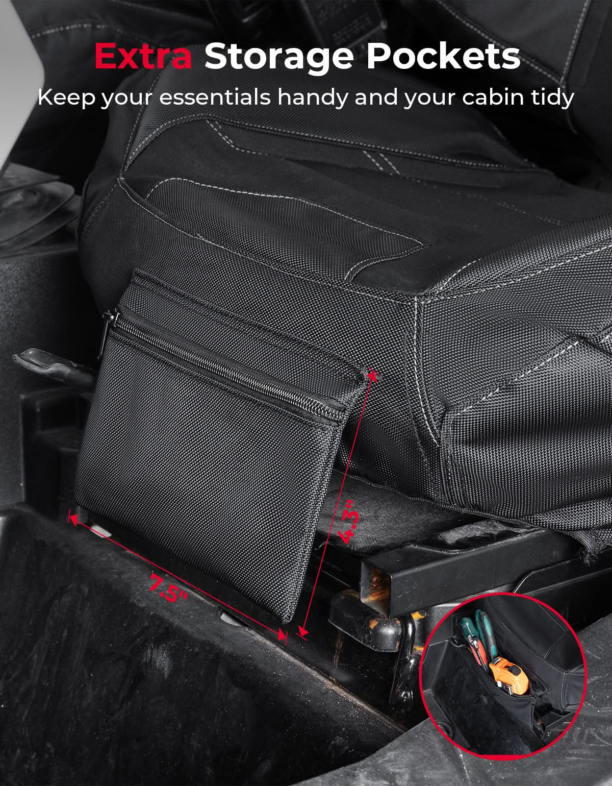 Seat Covers with Pocket for Polaris RZR XP 1000 / XP Turbo / RS1 (2014–2023) - Kemimoto