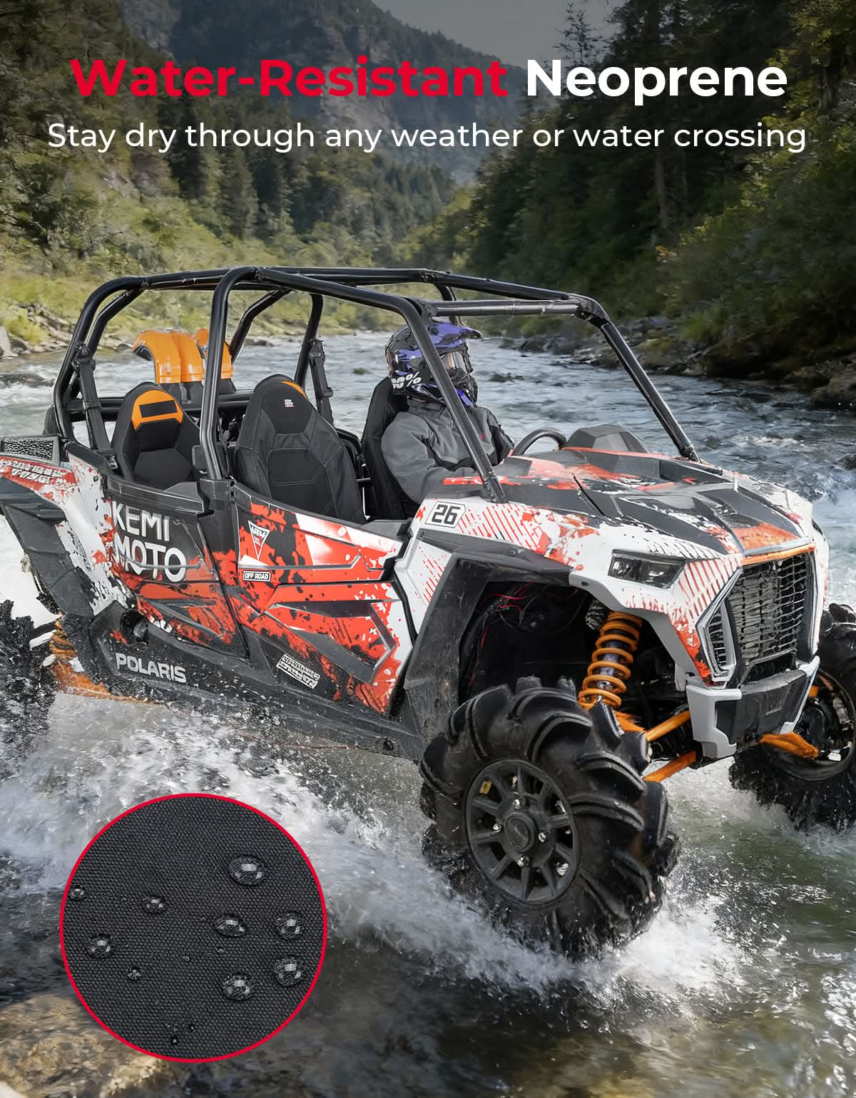 Seat Covers with Pocket for Polaris RZR XP 1000 / XP Turbo / RS1 (2014–2023) - Kemimoto