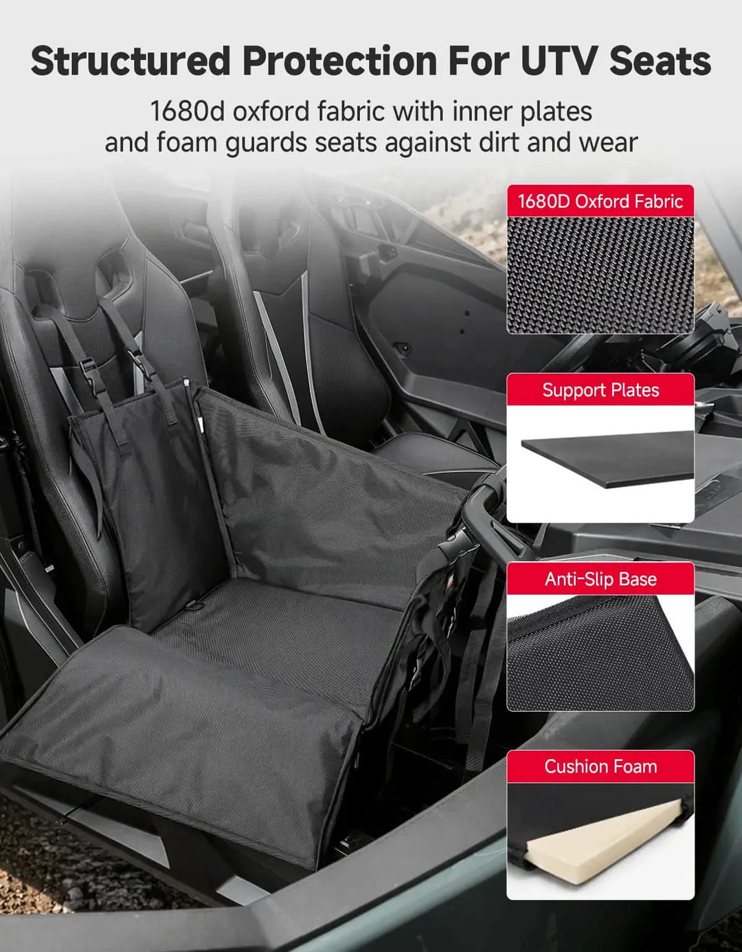 UTV Accessory Dog Booster Seat with Side Pockets