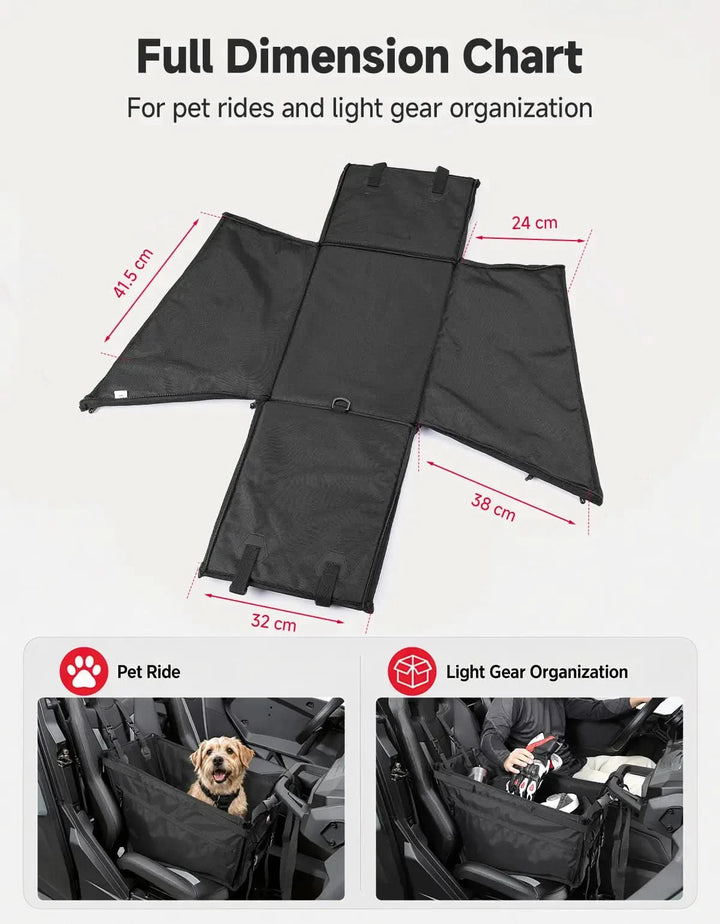 UTV Accessory Dog Booster Seat with Side Pockets