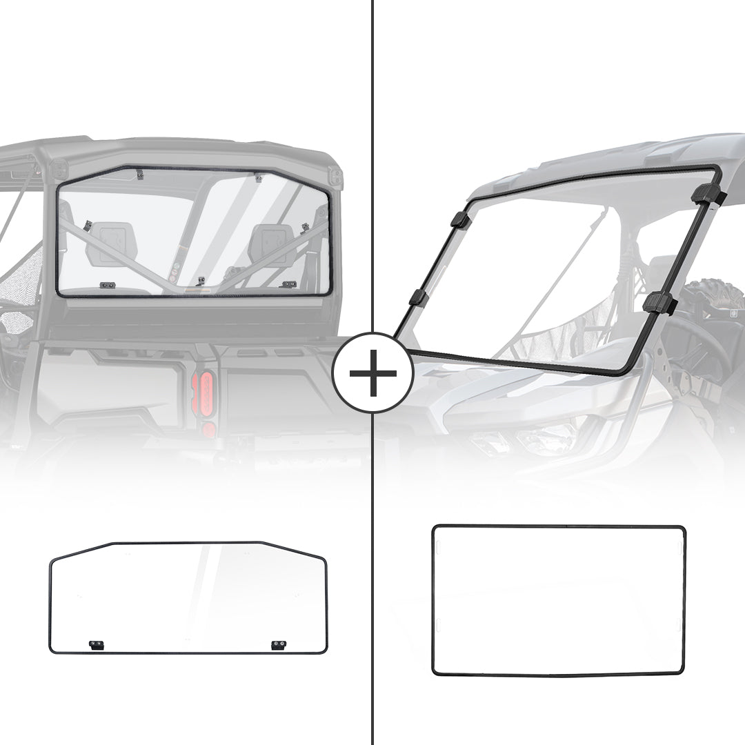 Rear & Front Full Windshield for Can Am Defender 2016-2023 - Kemimoto