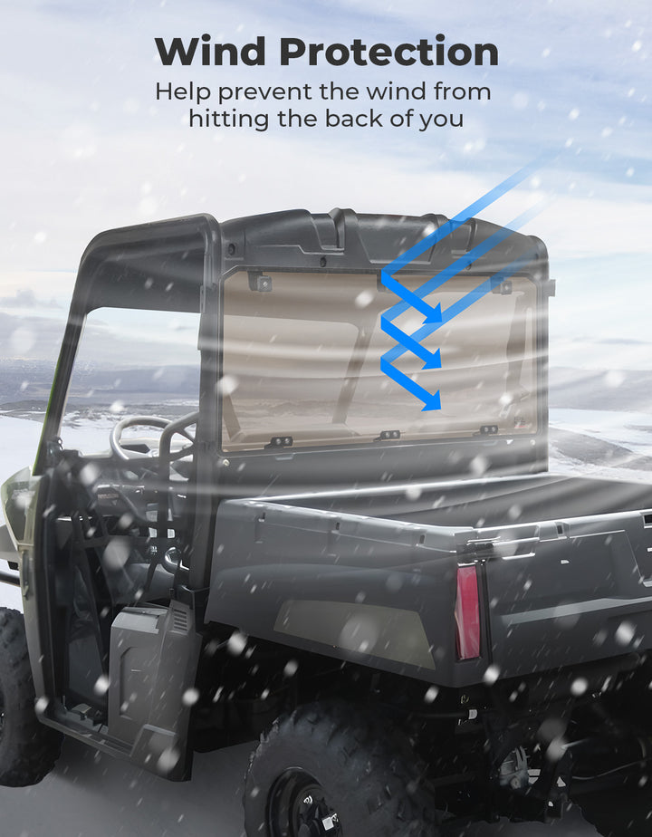 Anti-UV Tinted Rear Window for Polaris Ranger Midsize 570 500, Crew/SP/ETX/EV - Kemimoto