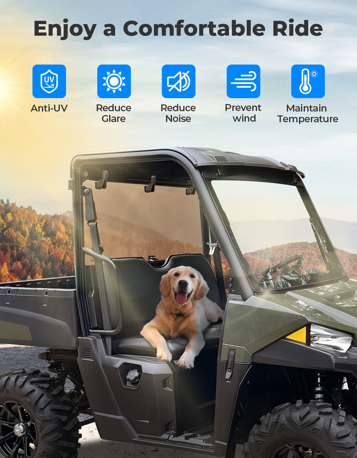 Anti-UV Tinted Rear Window for Polaris Ranger Midsize 570 500, Crew/SP/ETX/EV - Kemimoto