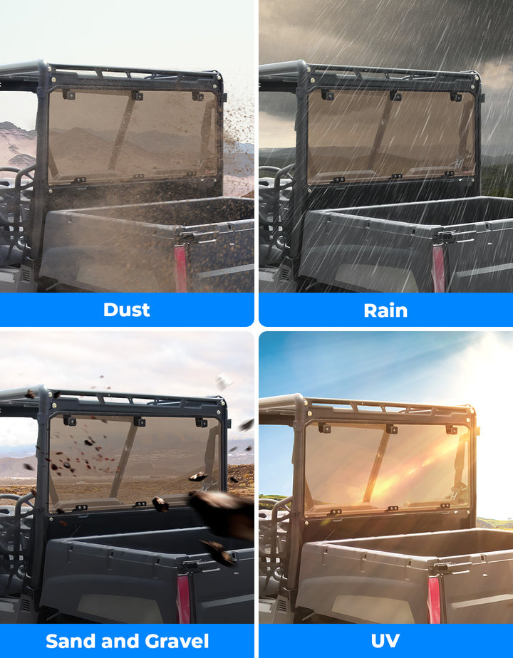 Anti-UV Tinted Rear Window for Polaris Ranger Midsize 570 500, Crew/SP/ETX/EV - Kemimoto