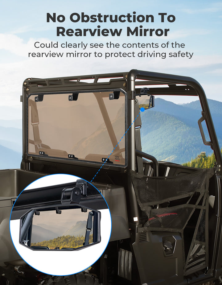 Anti-UV Tinted Rear Window for Polaris Ranger Midsize 570 500, Crew/SP/ETX/EV - Kemimoto