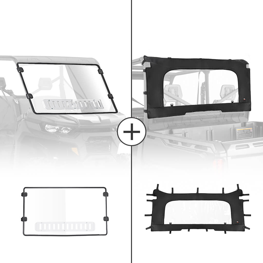 Can Am Defender Rear Windshield and Front Full Windshield – Kemimoto