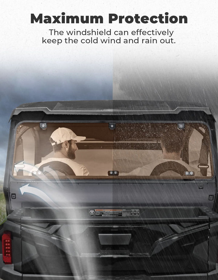 Tinted Rear Hard Windshield for Polaris General 1000/4/XP 1000/4 2016-2025 - Kemimoto