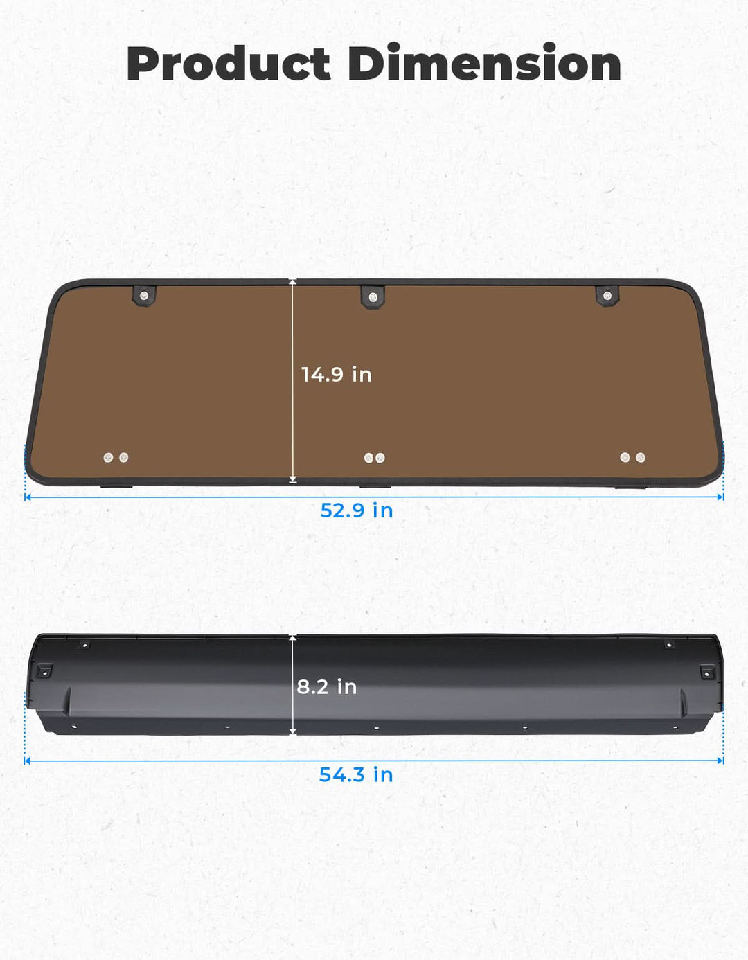 Tinted Rear Hard Windshield for Polaris General 1000/4/XP 1000/4 2016-2025 - Kemimoto
