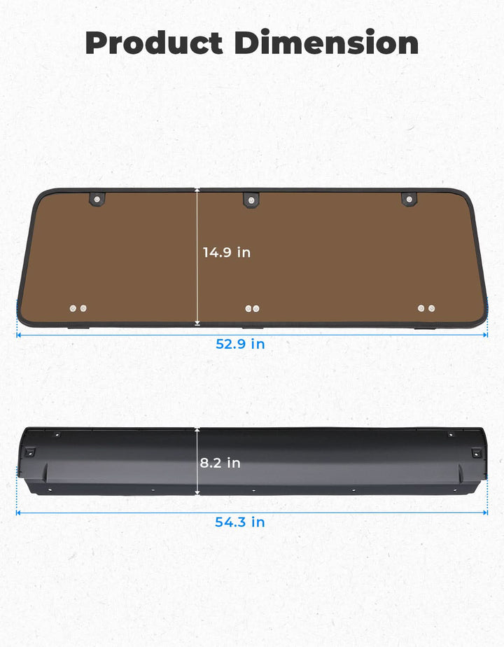 Tinted Rear Hard Windshield for Polaris General 1000/4/XP 1000/4 2016-2025 - Kemimoto