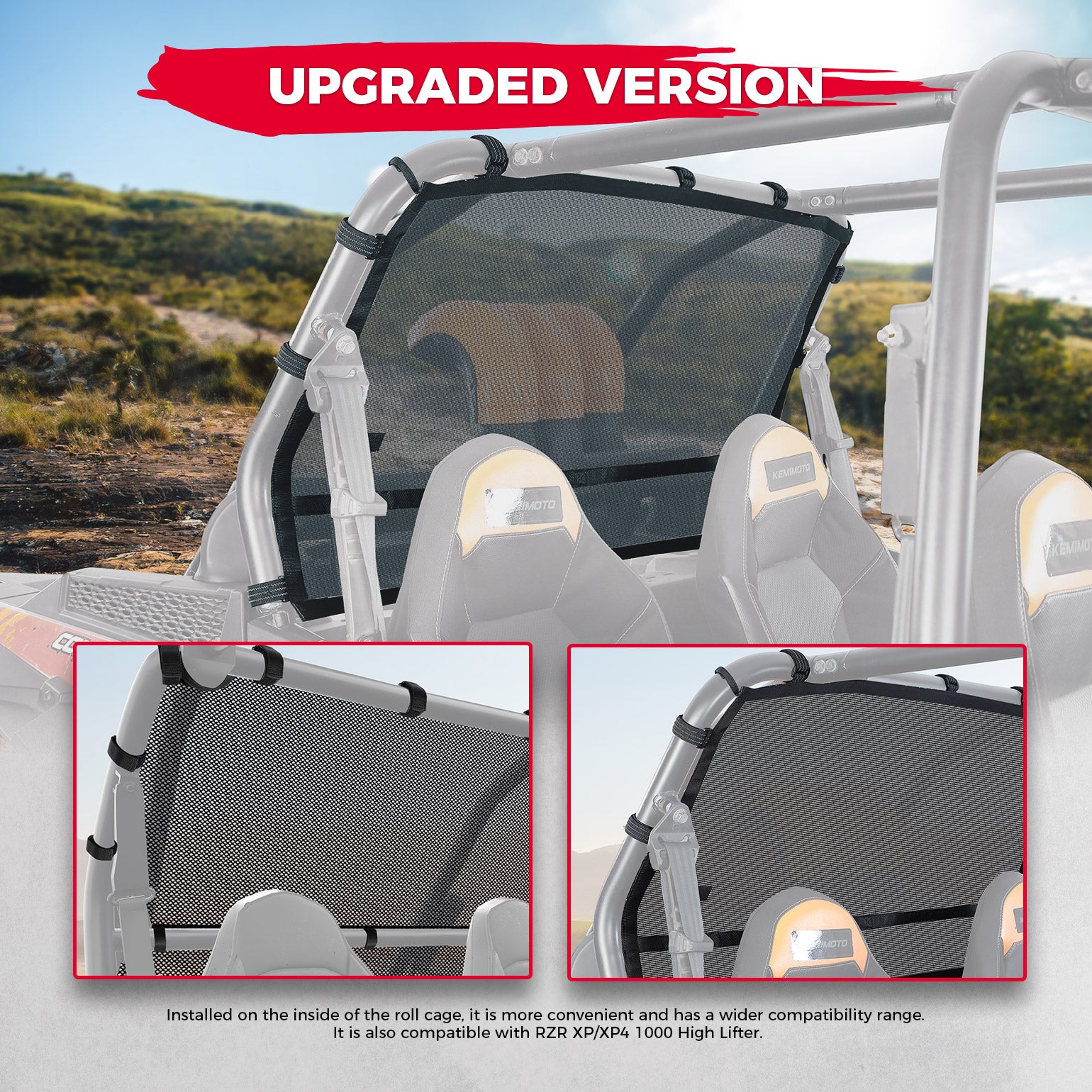 Soft Rear Window Net Fit Polaris RZR XP/XP 4 1000