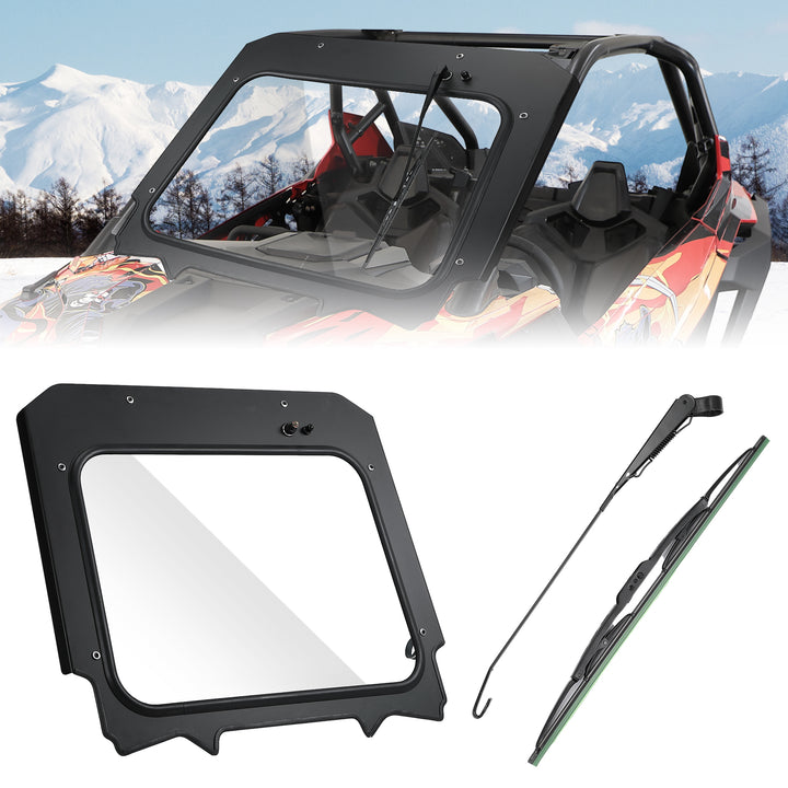 Glass Windshield with Electric Wipers for 2020-2024 Polaris RZR PRO XP / RZR Turbo R - Kemimoto