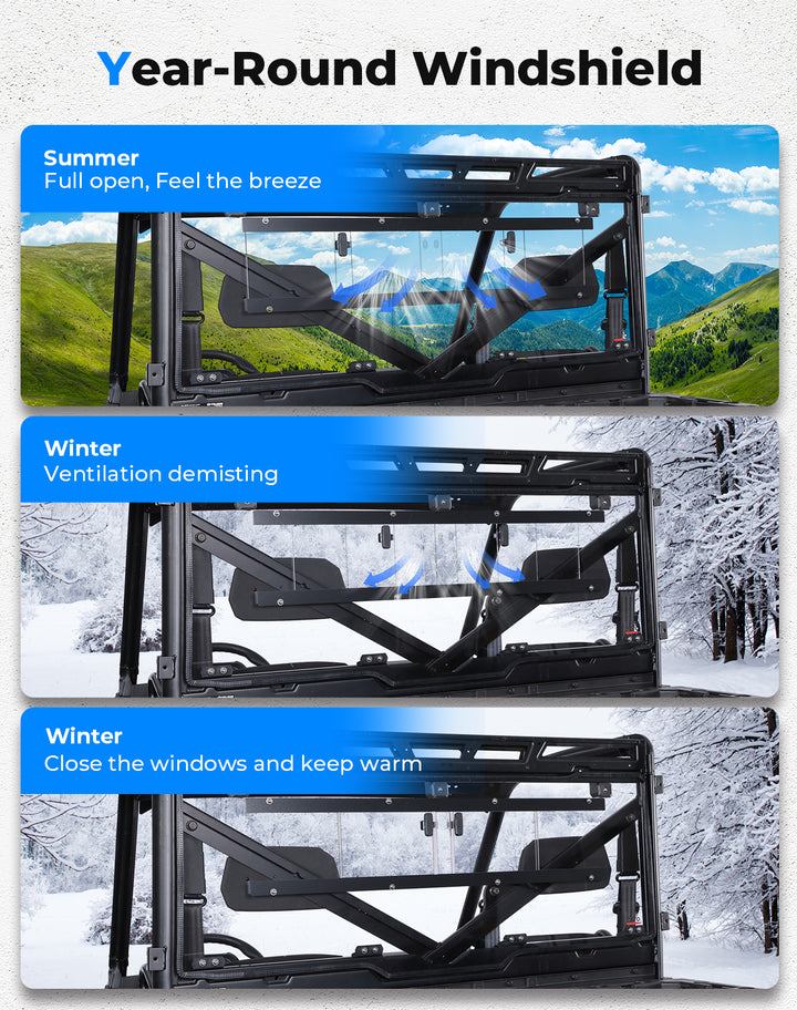 2-in-1 Sliding Rear Window for Polaris Ranger XP 1000/ Ranger 1000 2017-2025 - Kemimoto