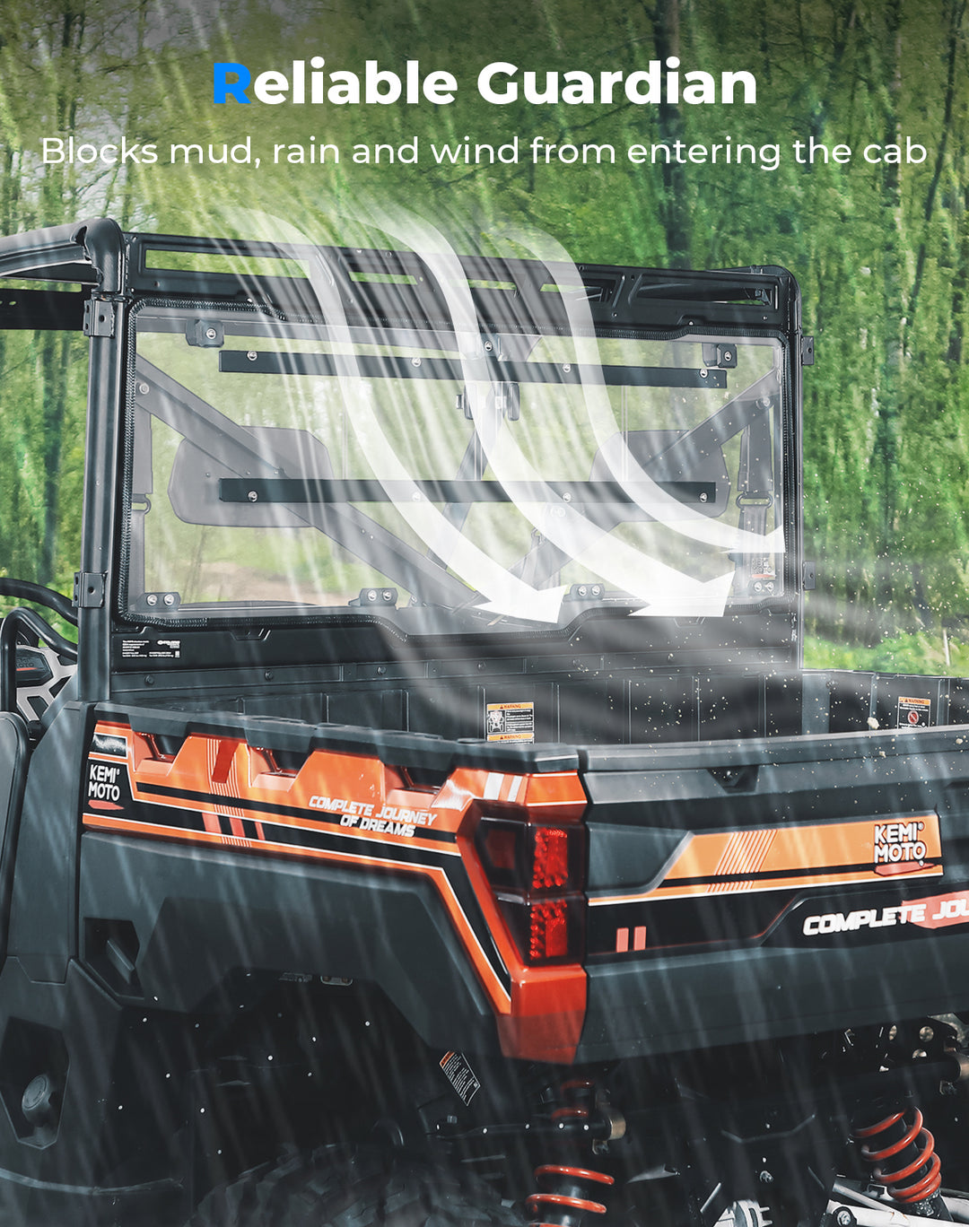 2-in-1 Sliding Rear Window for Polaris Ranger XP 1000/ Ranger 1000 2017-2025 - Kemimoto