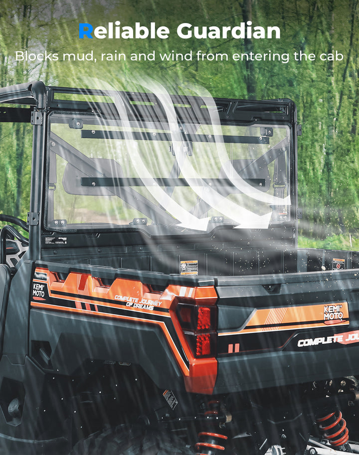 2-in-1 Sliding Rear Window for Polaris Ranger XP 1000/ Ranger 1000 2017-2025 - Kemimoto