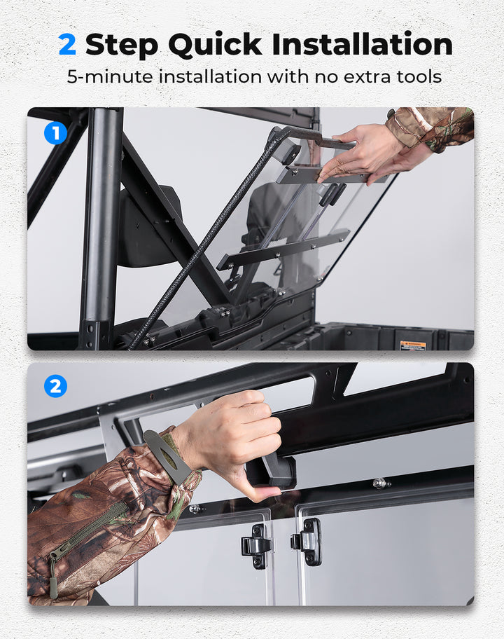 2-in-1 Sliding Rear Window for Polaris Ranger XP 1000/ Ranger 1000 2017-2025 - Kemimoto