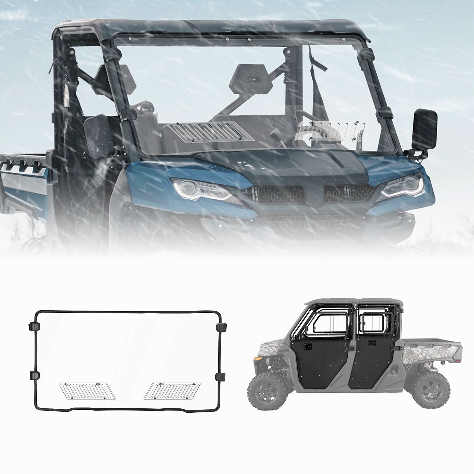 Full Doors with Sliding Window & Front Windshield For CFMOTO UFORCE 1000 XL - Kemimoto