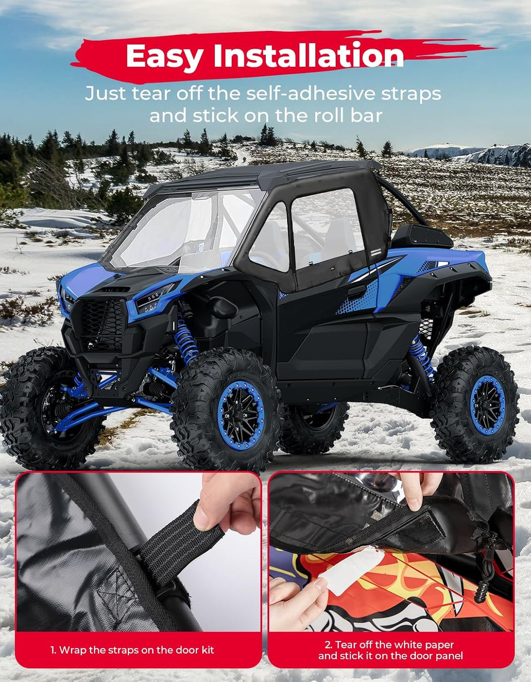 Soft Cab Enclosures Upper Doors for Kawasaki Teryx KRX 1000 - Kemimoto