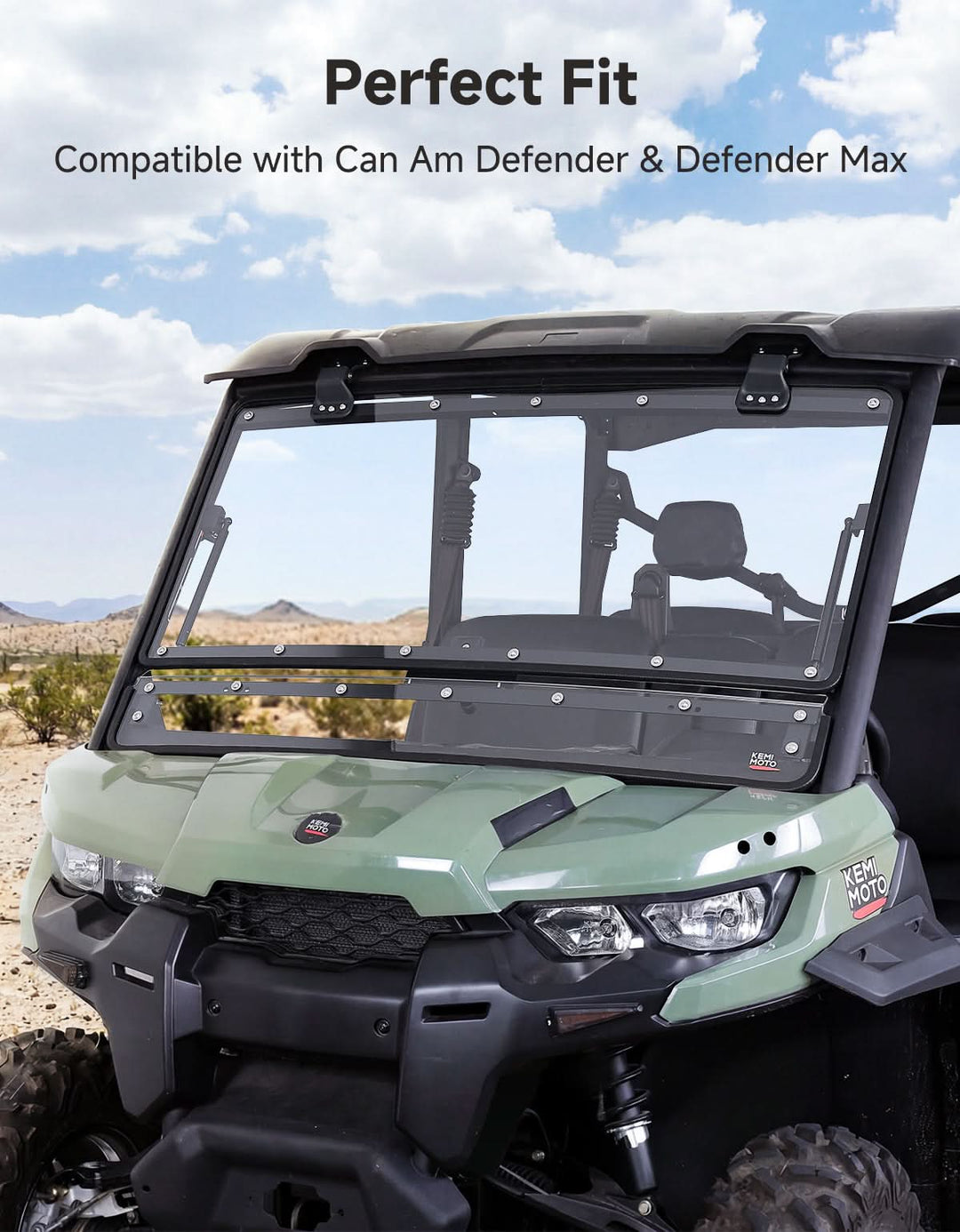 Flip Front Windshield For Can-Am Defender / Defender MAX (2016+)