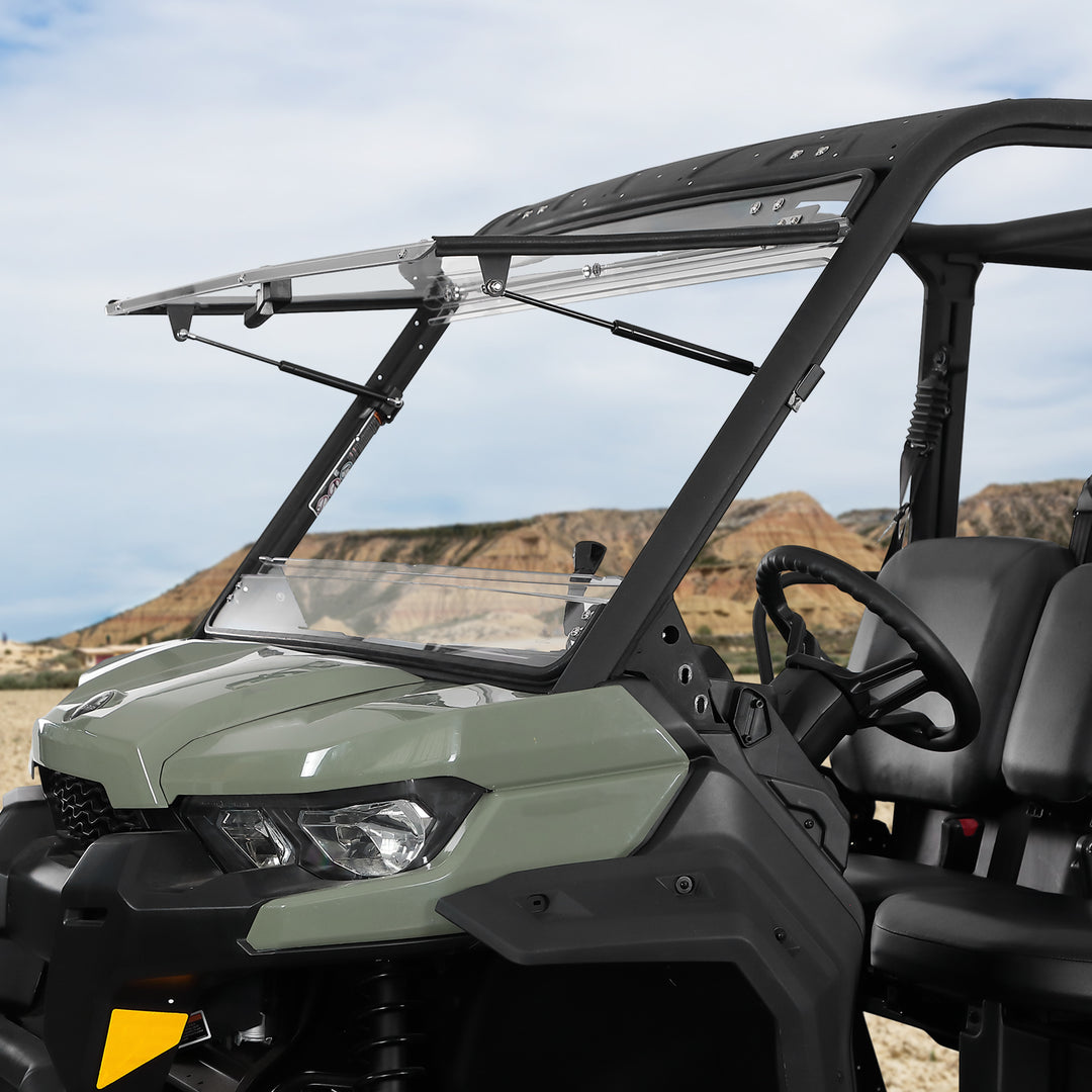 3-in-1 Flip Windshield 1/5" Thick Polycarbonate for Can-Am Defender HD5/8/10 - Kemimoto