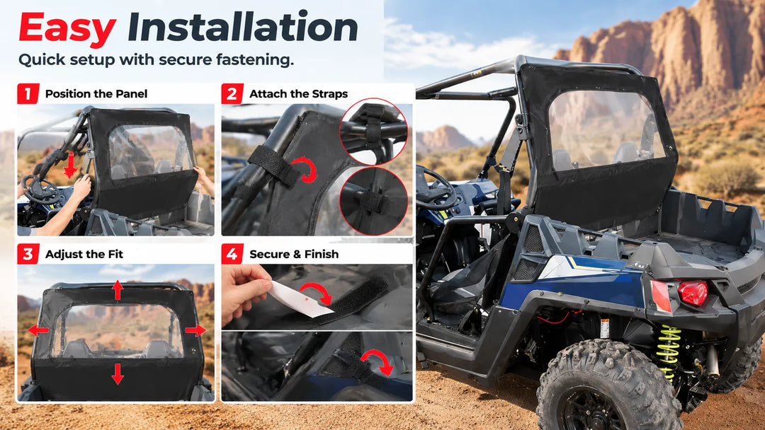 2-IN-1 Foldable Vented Rear Window for Polaris Ranger XP 1000/Crew 2017-2026