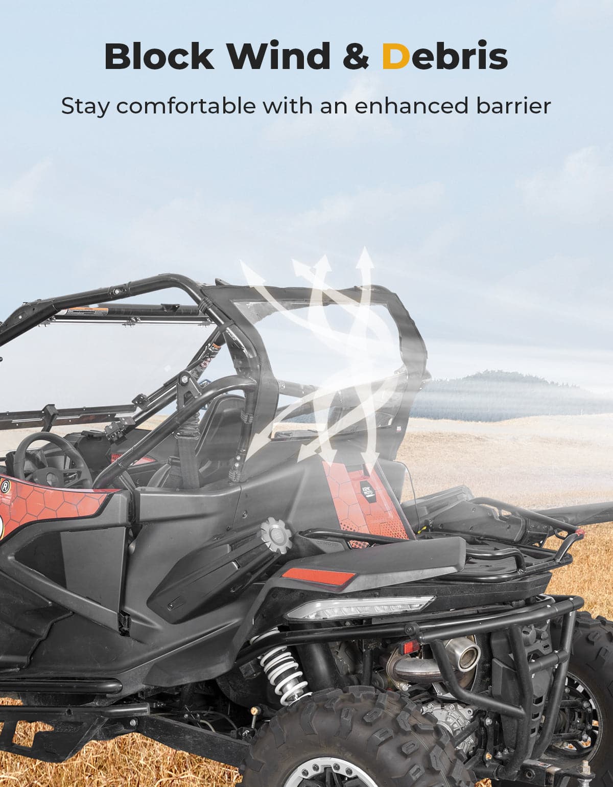 UTV Soft Rear Windshield for CFMOTO ZForce 950 - Kemimoto
