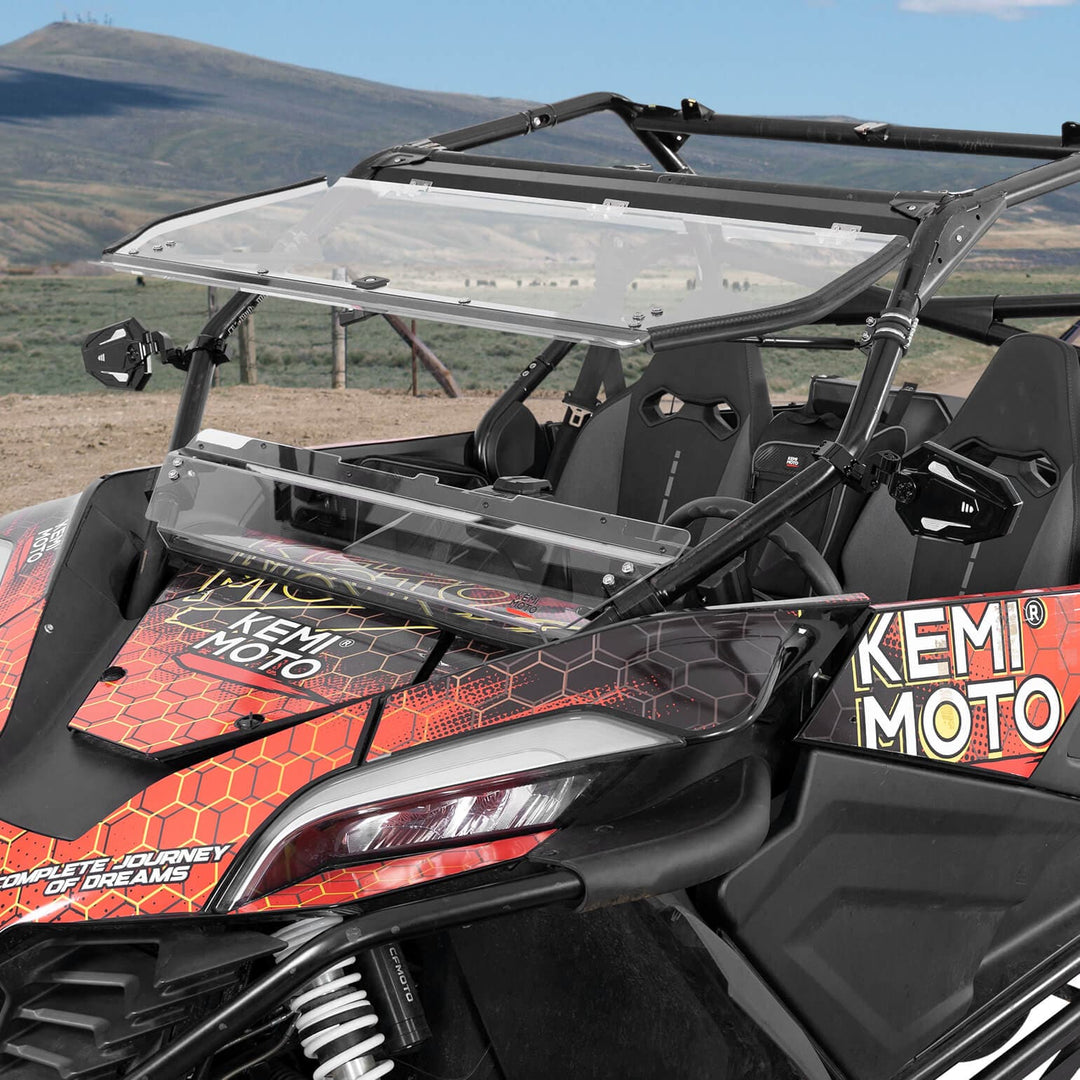 Folding 2-in-1 Flip Windshield for CFMOTO ZForce 950 - Kemimoto