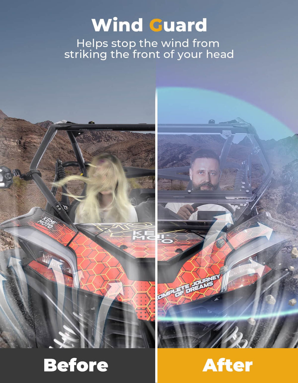 Folding 2-in-1 Flip Windshield for CFMOTO ZForce 950 - Kemimoto