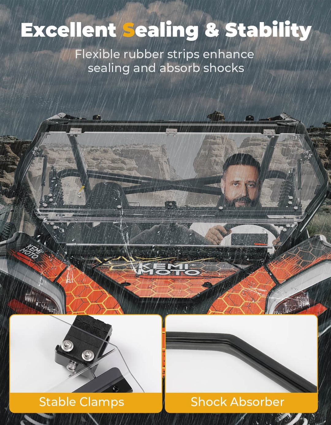 Folding 2-in-1 Flip Windshield for CFMOTO ZForce 950 - Kemimoto