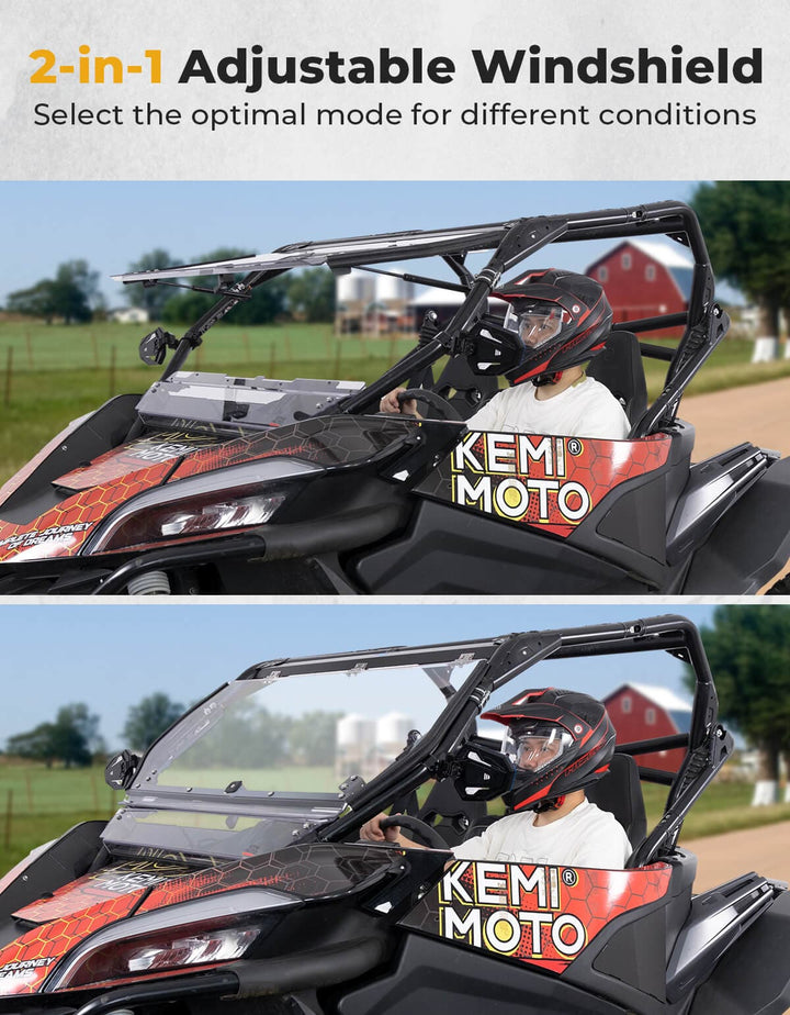 Folding 2-in-1 Flip Windshield for CFMOTO ZForce 950 - Kemimoto