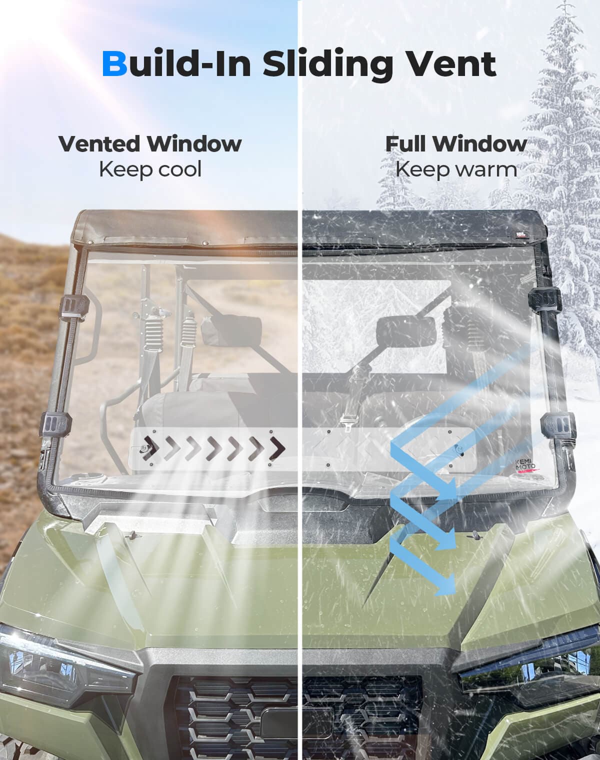 Vented Front Full Windshield for Tracker 800SX | Arctic Cat Prowler Pro - Kemimoto