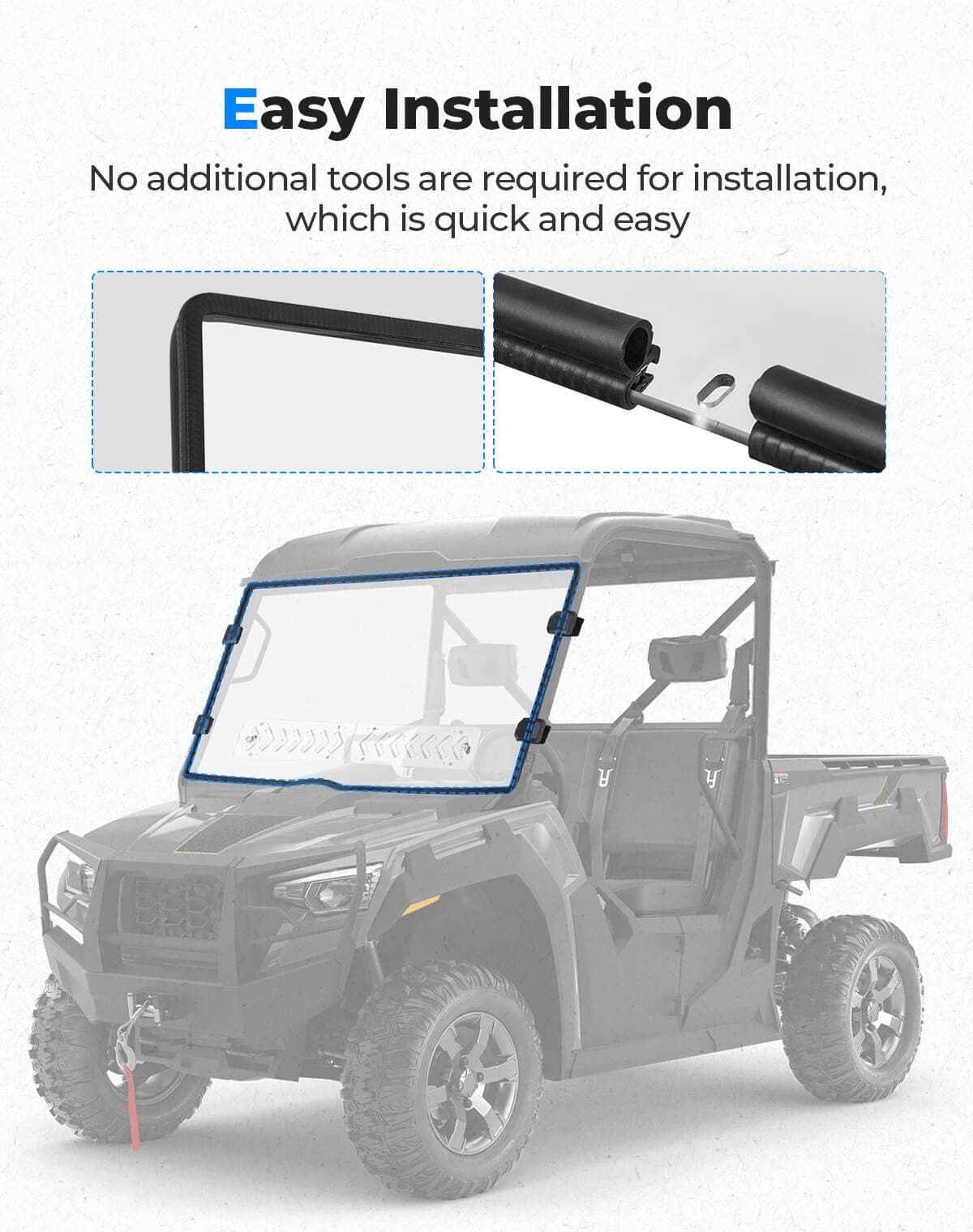 Vented Front Full Windshield for Tracker 800SX | Arctic Cat Prowler Pro - Kemimoto