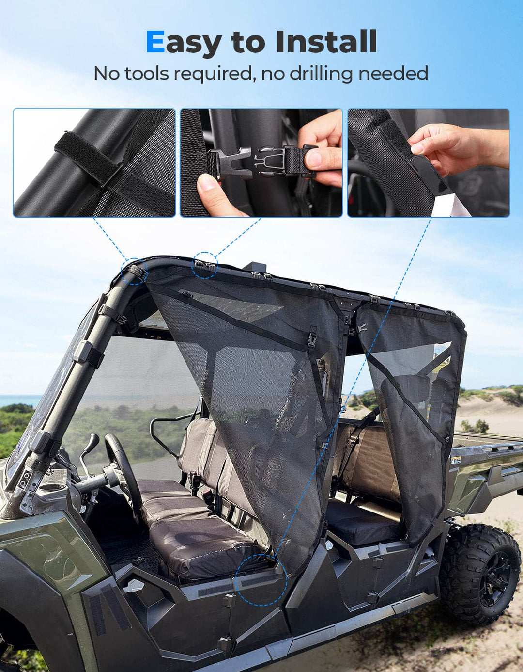 Side Window Net Doors for Tracker 800SX CREW - Kemimoto