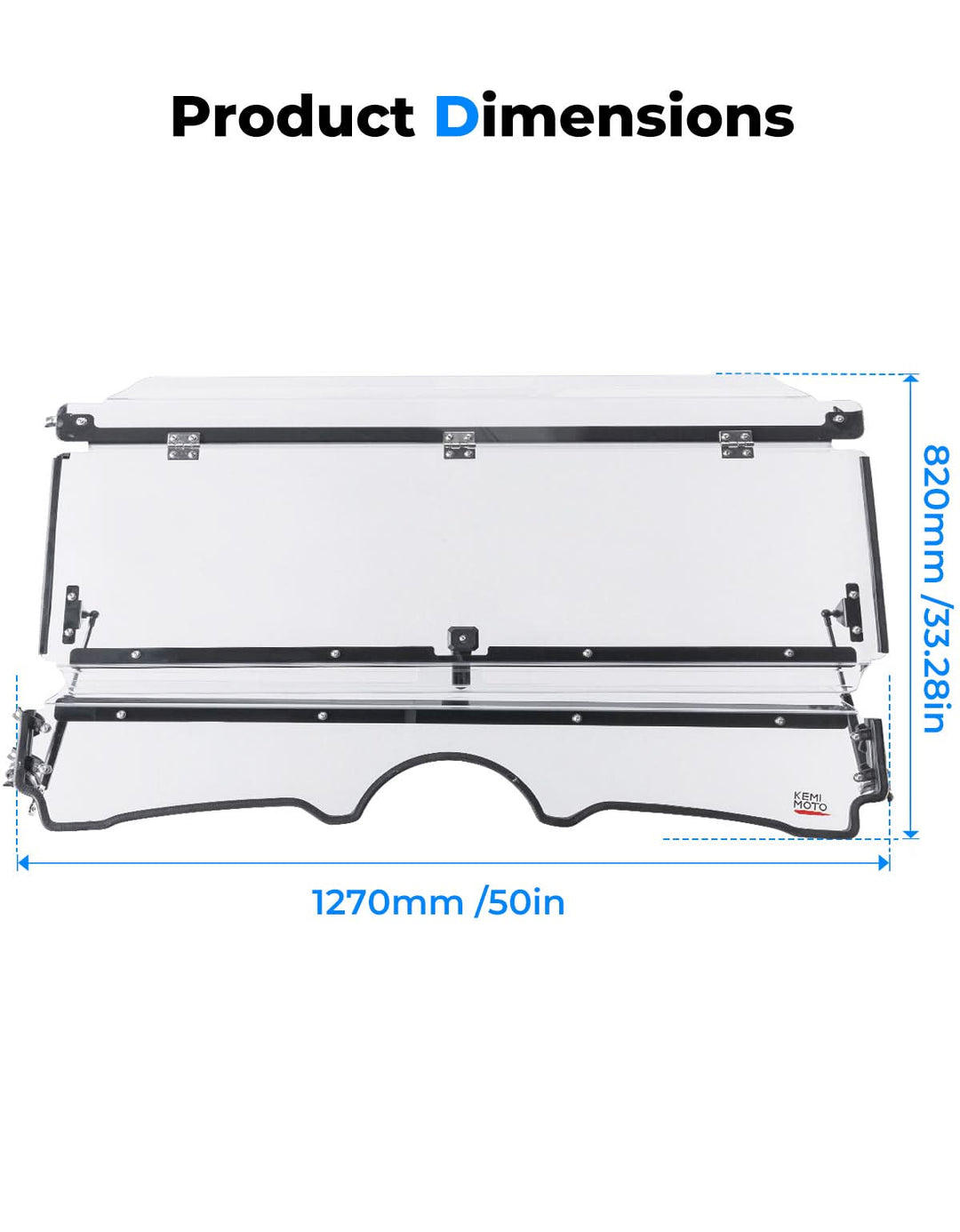 Front Flip Split Windshield for Yamaha Rhino 450 660 2004-2013 - Kemimoto