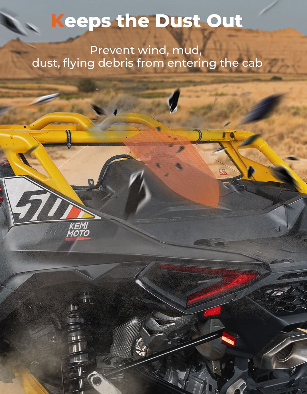 Scratch Resistant Rear Windshield for Can-Am Maverick R 2024+ - Kemimoto