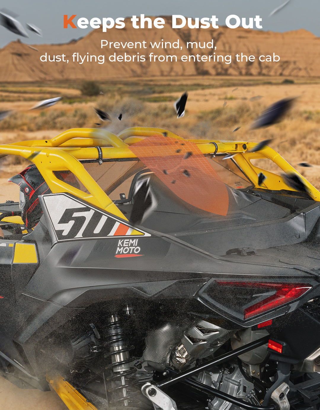 Scratch Resistant Tinted Rear Windshield for Can-Am Maverick R 2024+ - Kemimoto