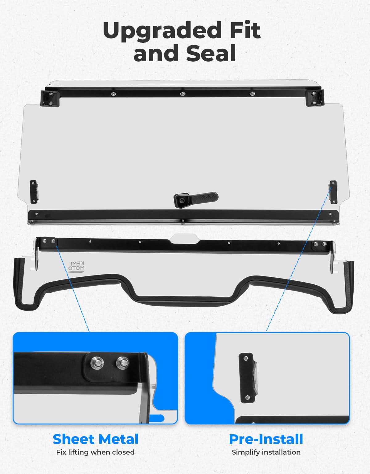 2-IN-1 Flip Up Windshield for 2019-2023 Polaris RZR XP 1000 /RZR XP Turbo 2 and 4 Seater - Kemimoto
