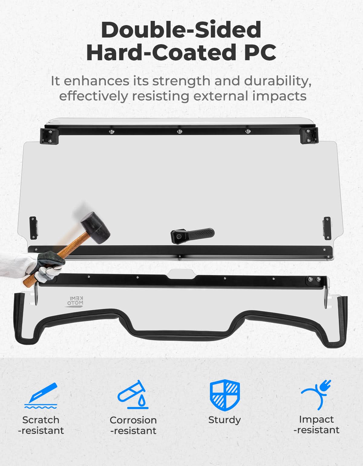 2-IN-1 Flip Up Windshield for 2019-2023 Polaris RZR XP 1000 /RZR XP Turbo 2 and 4 Seater - Kemimoto