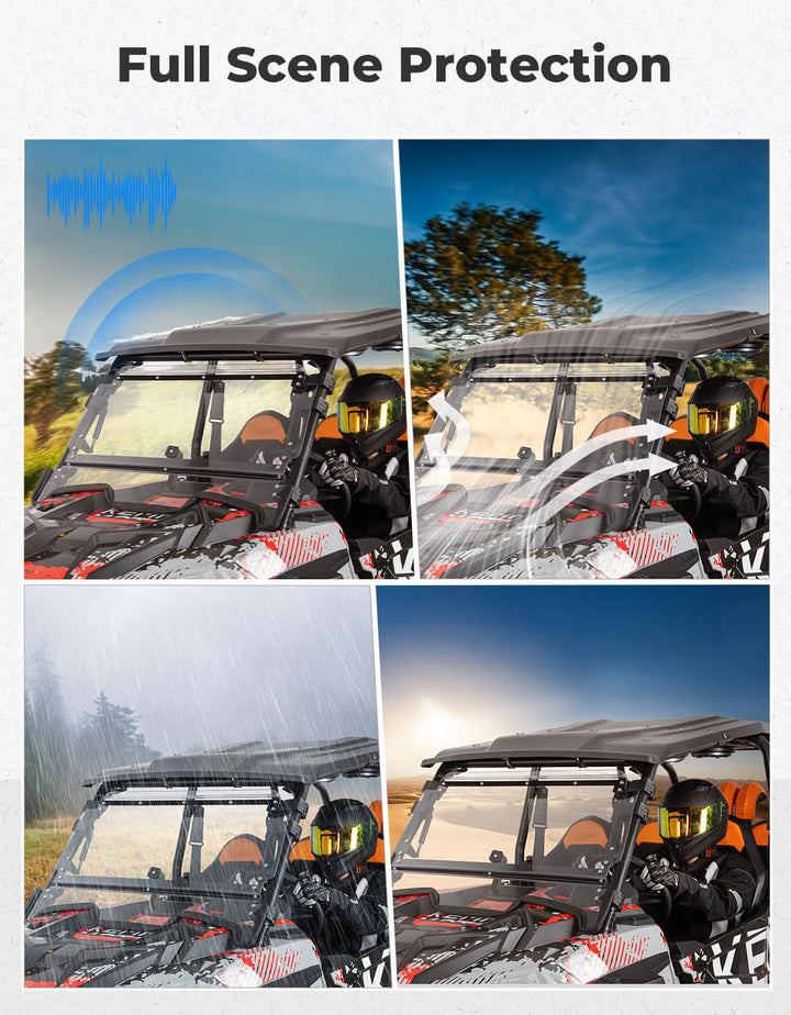 2-IN-1 Flip Up Windshield for 2019-2023 Polaris RZR XP 1000 /RZR XP Turbo 2 and 4 Seater - Kemimoto