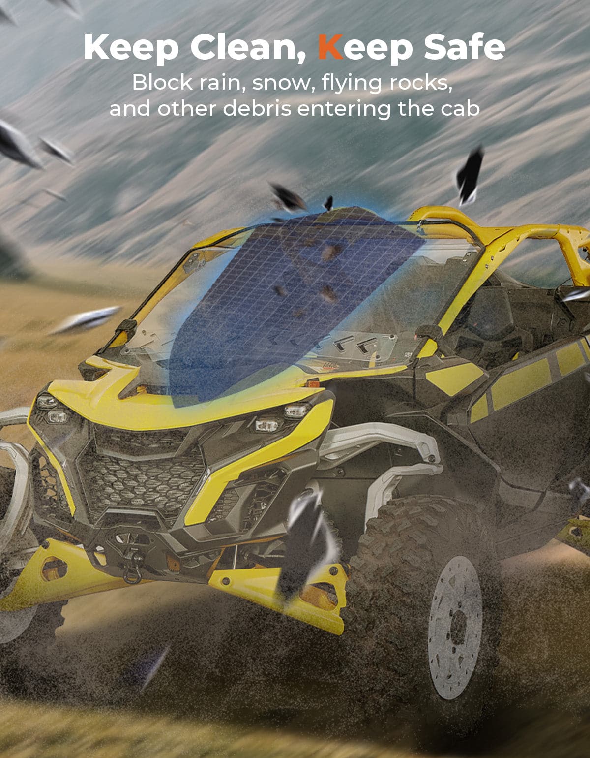 Vented Front Full Windshield for Can Am Maverick R 2024+ - Kemimoto