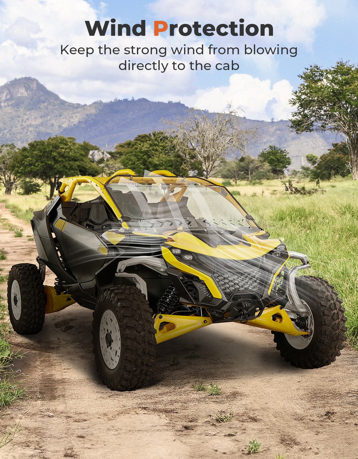 Vented Front Full Windshield for Can Am Maverick R 2024+ - Kemimoto