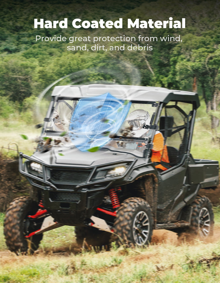 2-IN-1 Flip Windshield for Pioneer 1000 1000-5 1000-6 2016-2024 - Kemimoto
