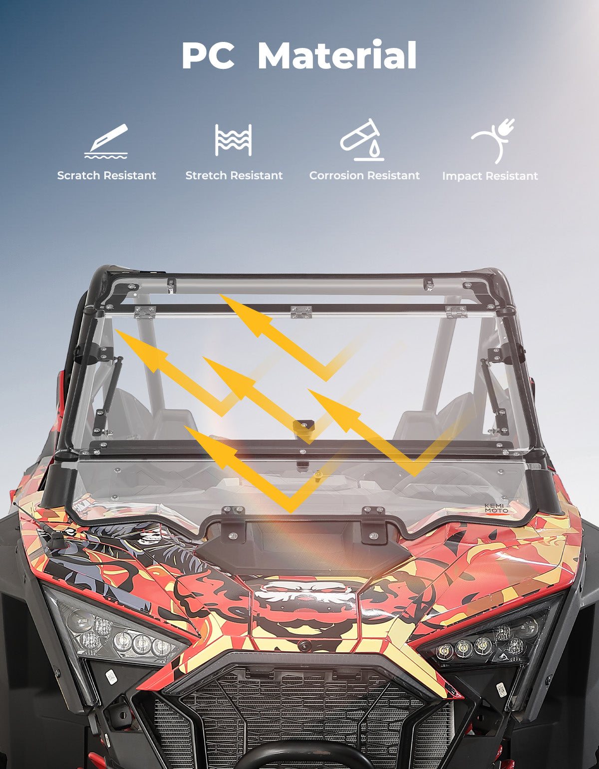 Upgraded Flip Windshield with Slide Window for 2020-2024 RZR PRO XP/4 - Kemimoto