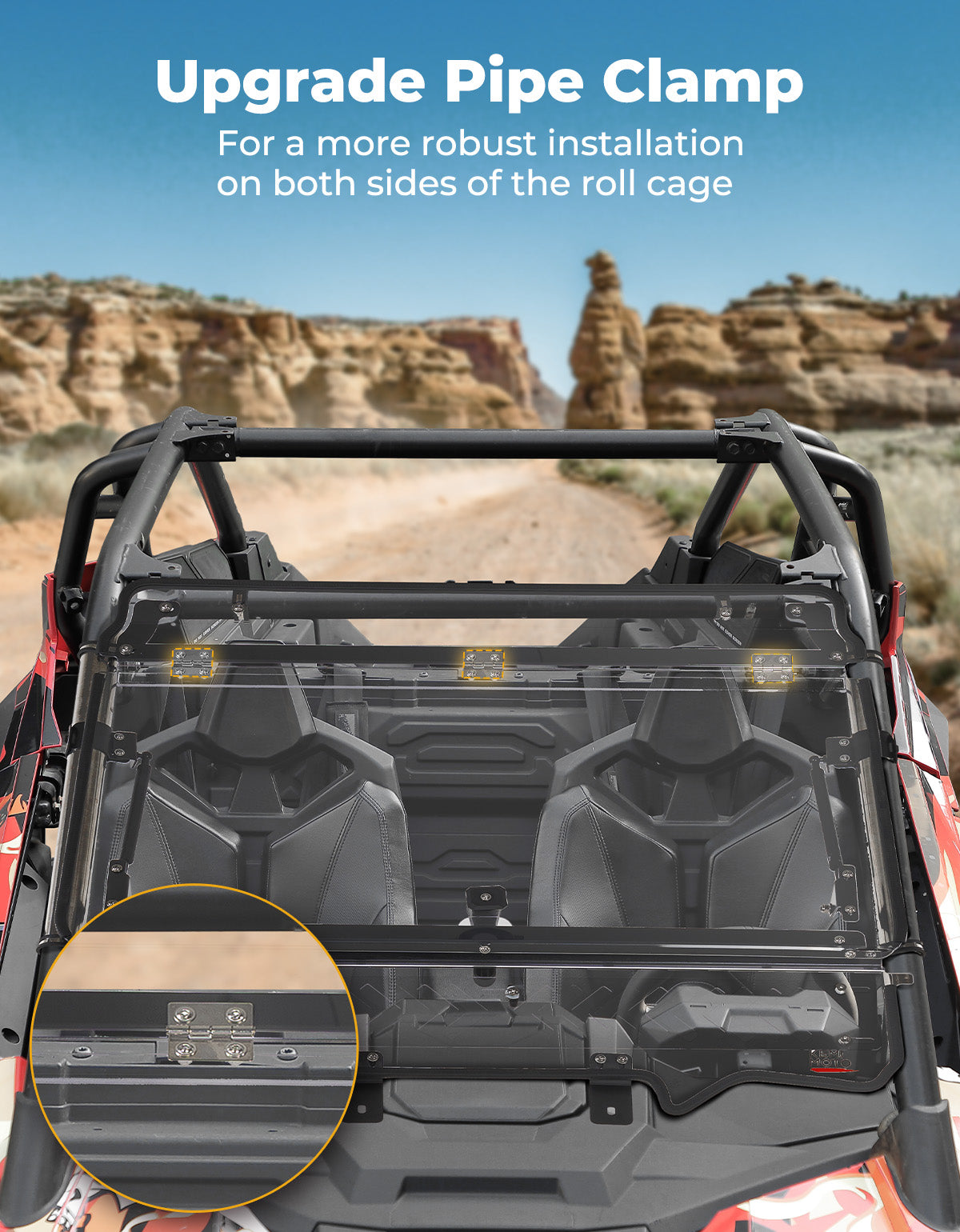 Upgraded Flip Windshield with Slide Window for 2020-2024 RZR PRO XP/4 - Kemimoto