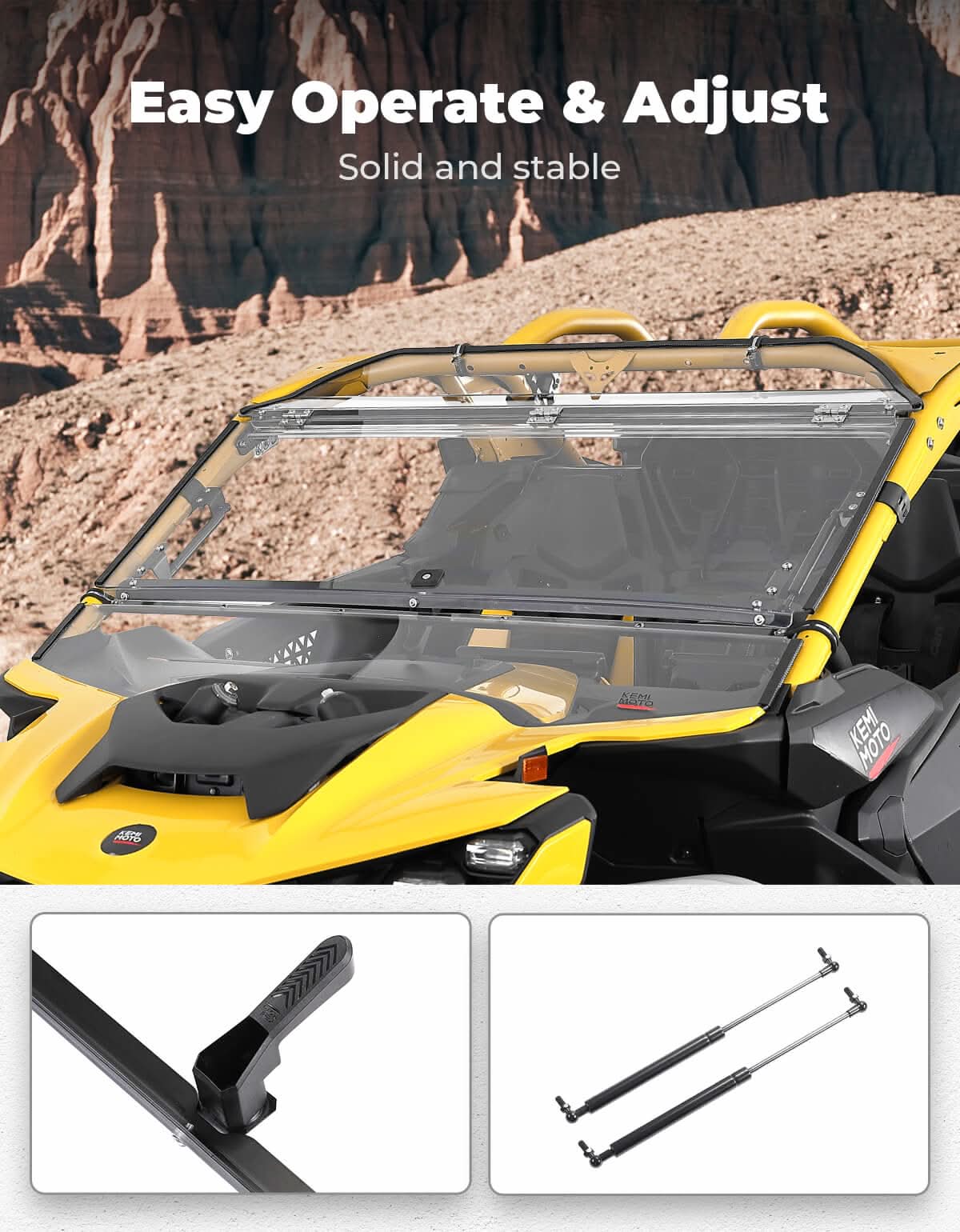 Flip Windshield Scratch Resistant for Can-Am Maverick R 2024+ - Kemimoto